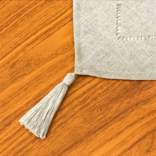 Aomiryo Table Runner, Stylish Nordic Lace Border, Washable, Table Centercloth, Dining Table Decoration, 150 X 31cm, Creme