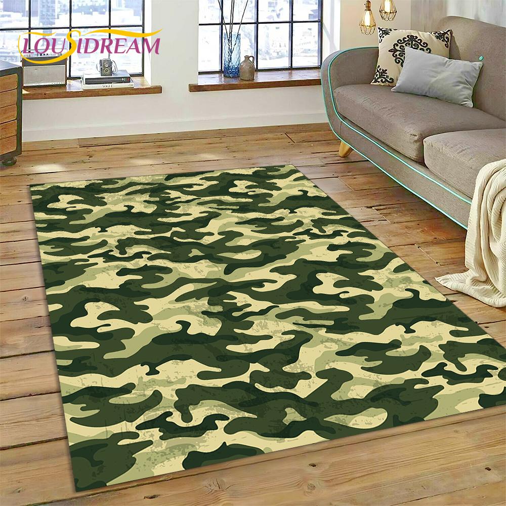 2025 Colorful Camo Green Camouflage Carpet Rug for Living Room Bedroom Home Sofa Decoration Play Area Rug Non-slip Floor Mat