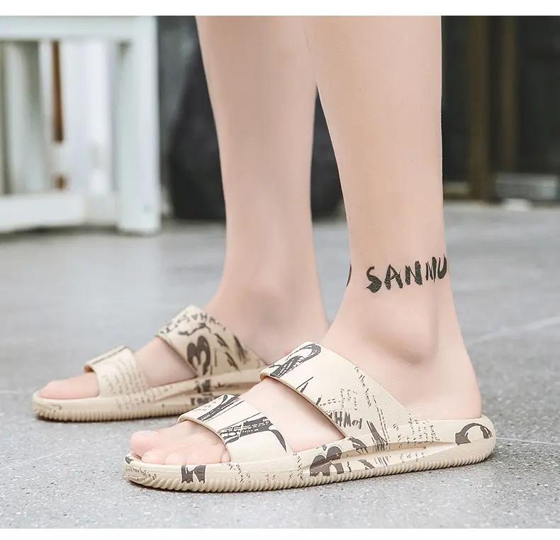 2025 Mens Summer Slippers Beach Sandals Printing Thick Soled Boys Home Bath Printed Slippers EVA Slip-On Indoor Slippers Non-Sli