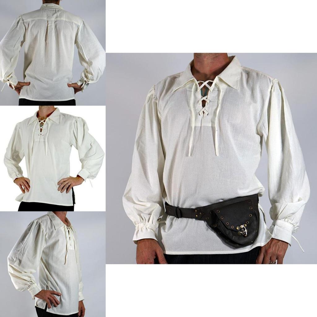 Soft And Comfortable Medieval Style Pirate Shirt For Men With Wide Cuff Sleeves