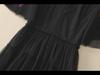 Abito Midi da Donna Nero con Paillettes e Maniche a Trombetta, Vestibilità Slim Fit, 2024