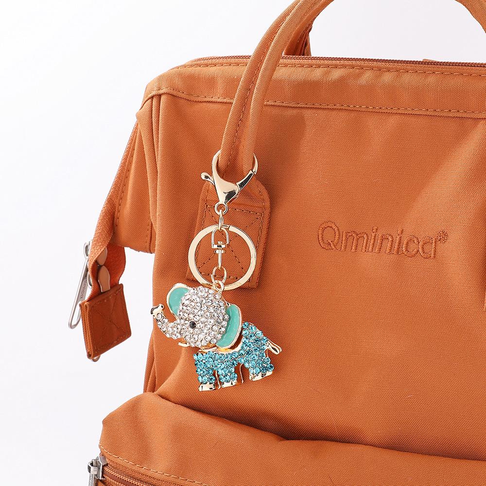 Cartoon diamond studded elephant keychain, Korean version, creative women's handbag keychain, elephant pendant