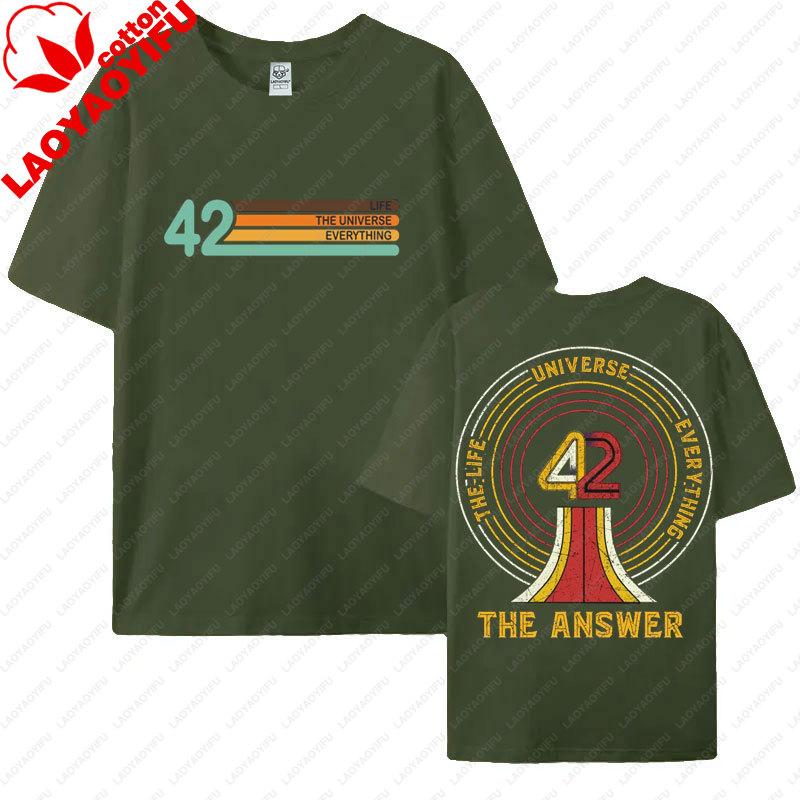 42 Life Universe Everything 2 Side Print TShirt Vintage Pyramid Hitchhikers Guide Galaxy Graphic T Shirts ShortSleeve Tees