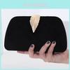 Fashion Velvet Evening Clutch With Metal Leaf Decor For Party And Formal Events