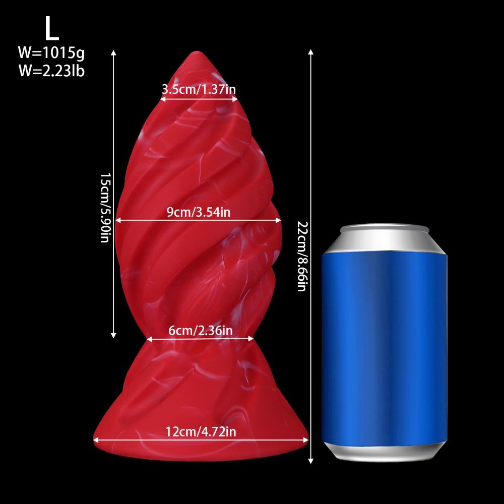 Large Ribbed Anal Plug - Rotatable Base for Easy Insertion, Silicone Anal Sex Toy for Men & Women