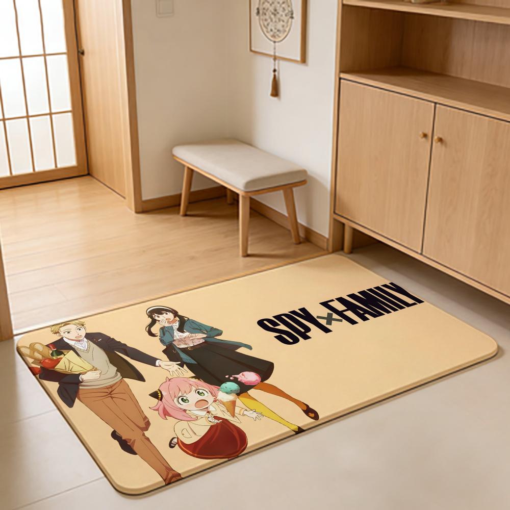 ANIME S-Spy Family Floor Mat Absorbent Floor Mat Non-Slip Entrance Rug for Bathrooms Restrooms and Toilets