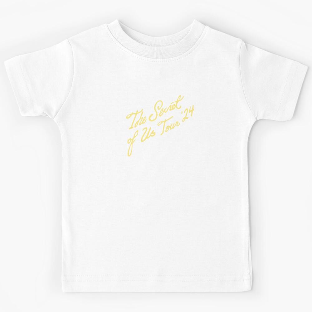 The Secret of Us Tour ‘24 Yellow Cursive Text Kids T-Shirt 150