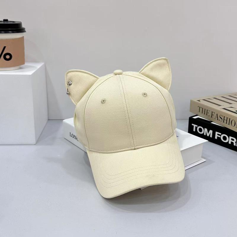 New Adjustable Hat Solid Color Cute Cat Ears Baseball Cap Trendy Cartoon Dad Hat Casual Couple Sun Hats For Women