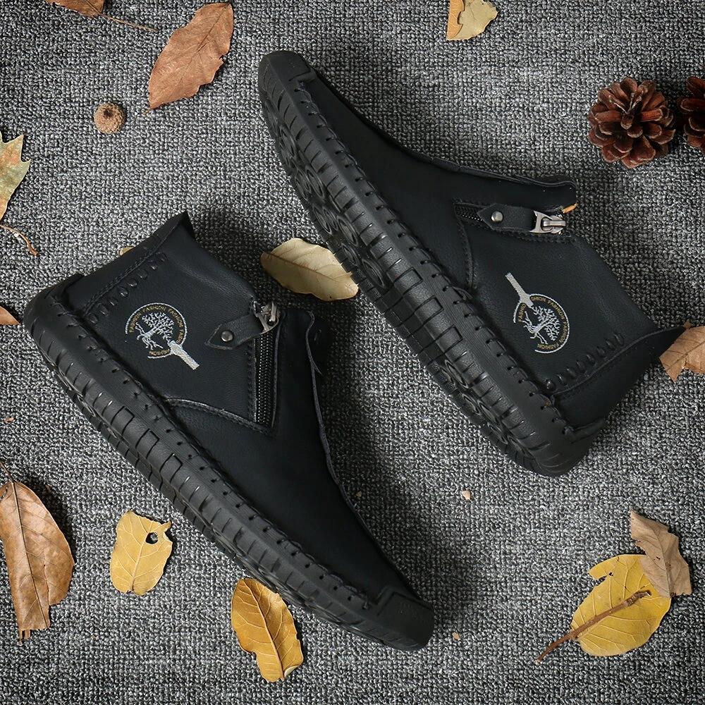 Herr Stövlar i äkta läder Mode Blixtlås Skor Läder Herr Ankelboots