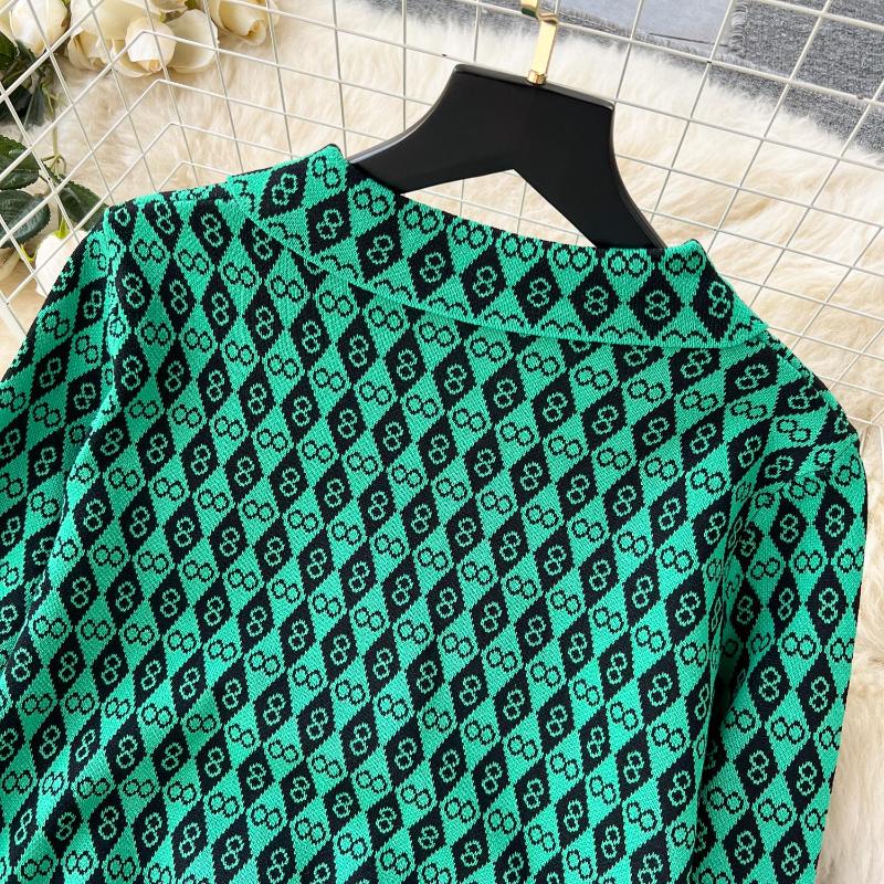 Invierno Vintage Elegante Nuevo Conjunto de 2 Piezas Mujer Estilo Americano Retro Slim Trajes de Pantalón Femenino Estampado Cintura Alta Casual Conjuntos 2024