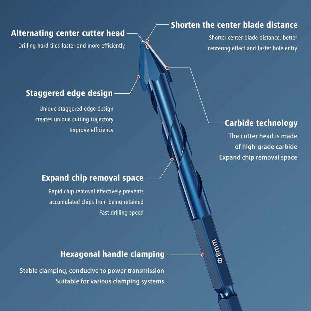Precision Drilling Eccentric Drill Hole Opener Tile  Drill Bit Triangle Tile Drill Set  Tile