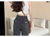 Spring-Autumn Retro Denim Cargo Pants: Stylish Women's Loose Straight-Leg, Multi-Pocket Design