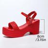 Red Ankle Strap Chunky Platform Sandals for Women Fashion Woven Wedge Heel Sandals Woman Summer 2025 Thick Sole Sandalias Mujer