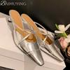 Luxury Slippers High Heels Sandals Women Shoes Pointed Toe Mules Summer 2025 Trend Dress Party Sexy Woman New Pumps Sandalias