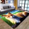 3D Cartoon Fox Carpet Fox Family Carpets for Children Room Playroom Living Room Forest Animals Area Rug Fire Fox Mat Home Decor