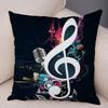 Vintage Music Note Pillowcase Decor Guitar Microphone Violin Printed Pillow Case for Home Sofa Soft Plush Cushion Cover 45x45cm