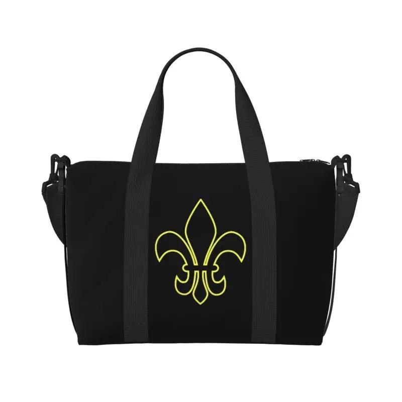 Heraldic Red Lis Expensive Kingly Gold Lily LYS Fleur Pattern Travel Duffel Bag Weekender Overnight Bag Large Capacity Tote Bags