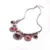 Limeimei Ethnische Damen-Halskette mit Strass-Intarsien, runder Emaille-Anhänger, Statement-Lätzchen-Halskette, Geschenk