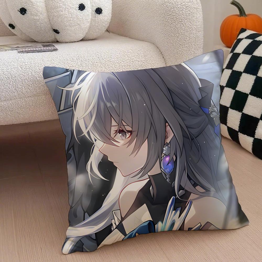 BBronya Star Rail Game Character Cushion Cover Throw Pillow Cover Hidden Button Durable Polyester Chair Cushion