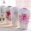 700 ml, Kubki z Prawdziwej Porcelany Kostnej z Pokrywką, Kubek do Kawy Śmieszny Kubek, Urocze Duże Kubki do Kawy z Kwiatowym Malunkiem, Ceramiczny Kubek Idealny Prezent