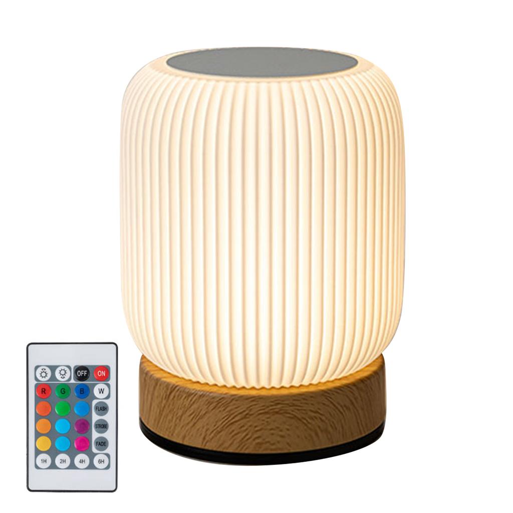 Wood Grain Touch Night Light Pat Table Lamp Bedroom Bedside Lamp Ambient Light With Built-In