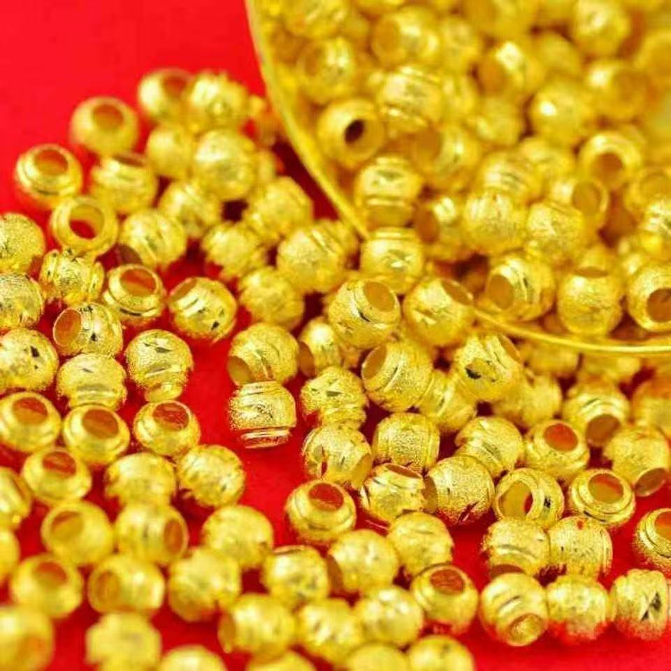 

Gold Hollow Copper Coin Beads with Six Character Mantra for DIY Bracelets and Necklaces.