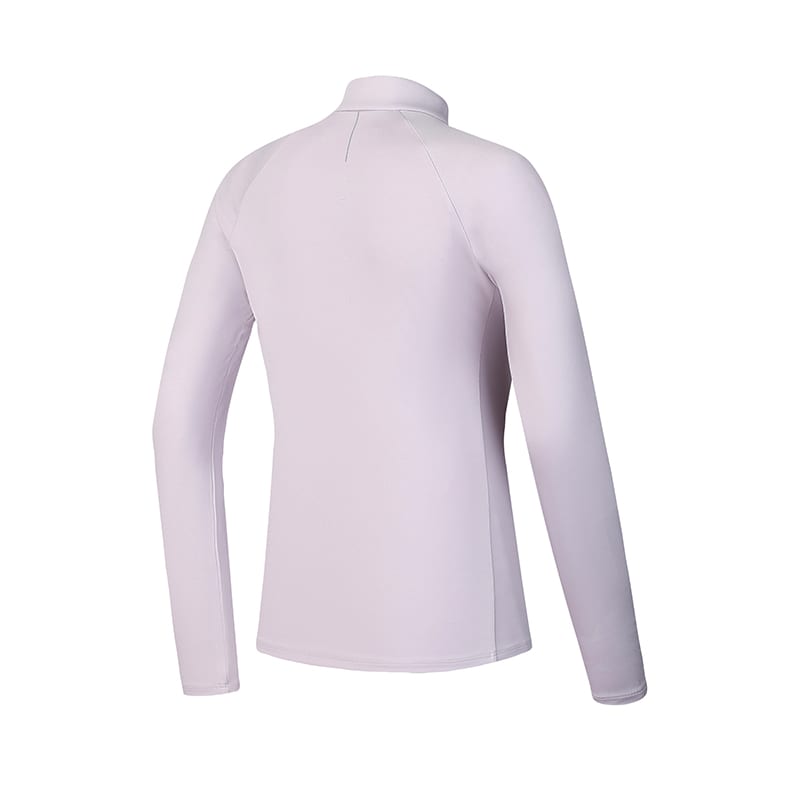FILA Casual Slim Fit Stand Collar Fleece Lined Dopamine Dressing Long Sleeved T Shirt Women's Light Dusty Purple A11W441208FPR