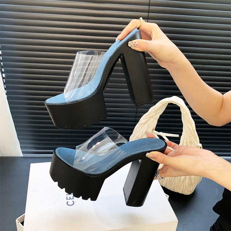 14cm Ultra High Heel Slippers for Women, Leopard Pattern Fish Mouth Sandals Platform Shoes  Heels Women