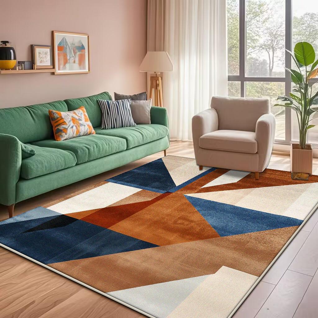 Modern Geometric Large Rugs for Living Room Decoration Nordic Style Home Carpet Light Luxury Bedroom Rug Non-slip Washable Mat