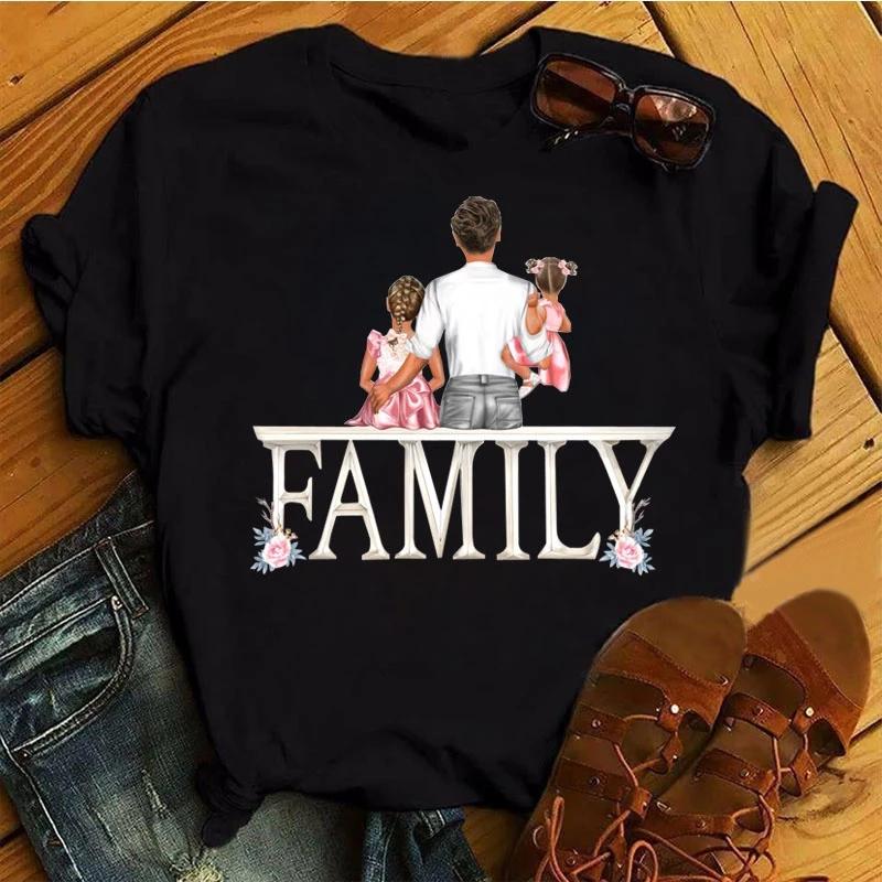 Noi Topuri Tricouri Mama Tata Imprimate Femei Haine de modă Gât rotund Femei Manecă scurtă Topuri Tricouri