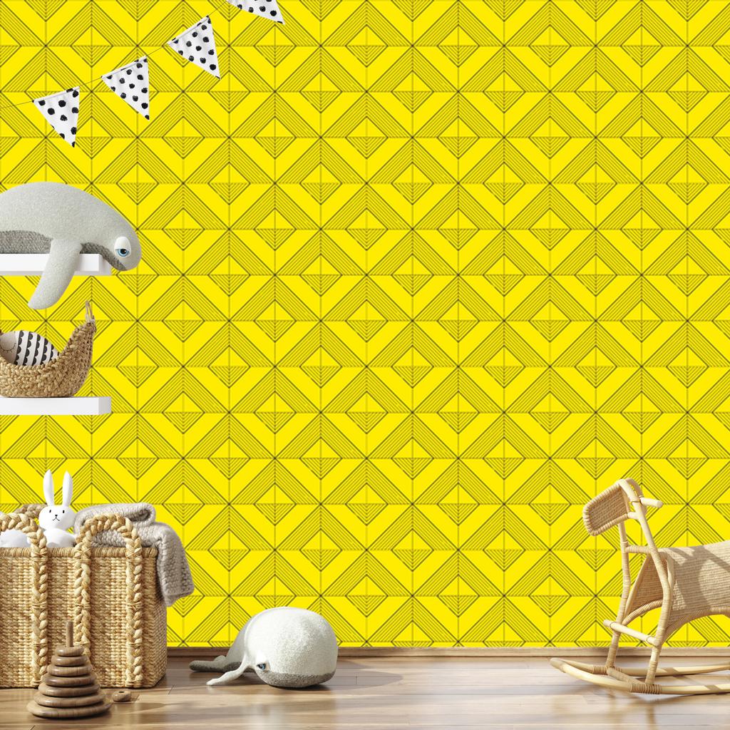 Geometric rhombus wallpaper yellow, yellow background for living room and bedroom 50x1000