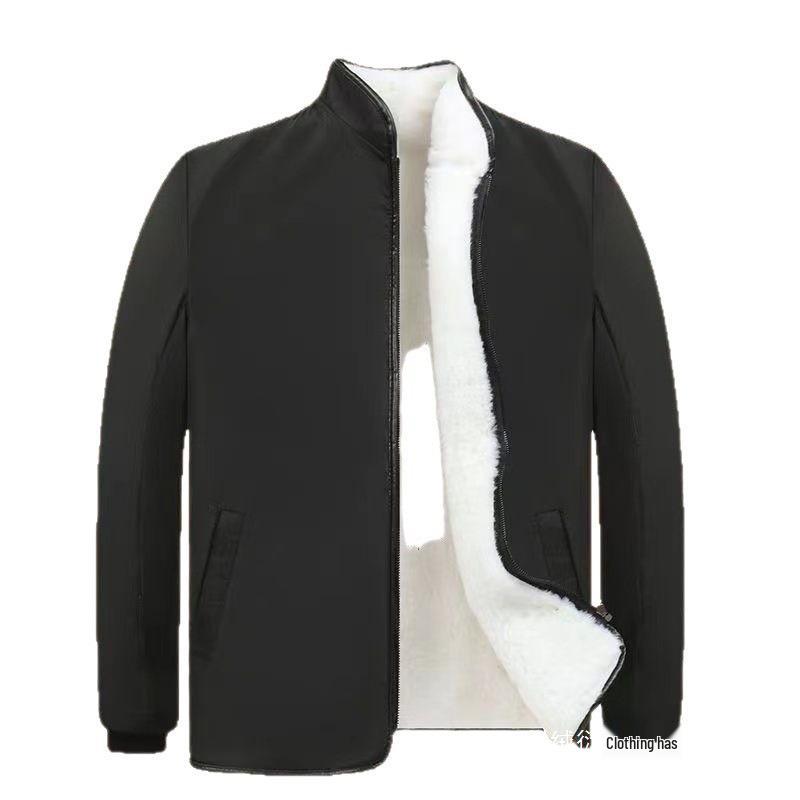 Unisex Sheepskin-Style Cotton Jacket: New Autumn/Winter, Warm, Windproof, Thick, Imitation Wool Top.