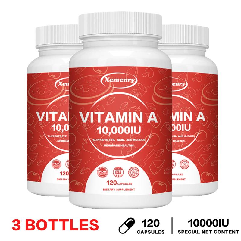 Vitamin A Capsules, 10,000 IU Per Serving, Immune System Multivitamin, Dietary Supplement, Suitable for Adults.