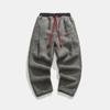 2024 Winter New Men Solid Color Fleece Pants Men Warm Retro Casual Lamb Wool Pants Men Streetwear Hiphop Loose Wide Leg Pants Mens Thick Trousers