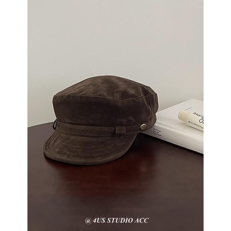 Freedom Outdoors Women's Retro British Style Newsboy Hat For Fall And Winterclassy Suede Octagonal Hat With Small Fashionable Painter Hat 56-58Cm