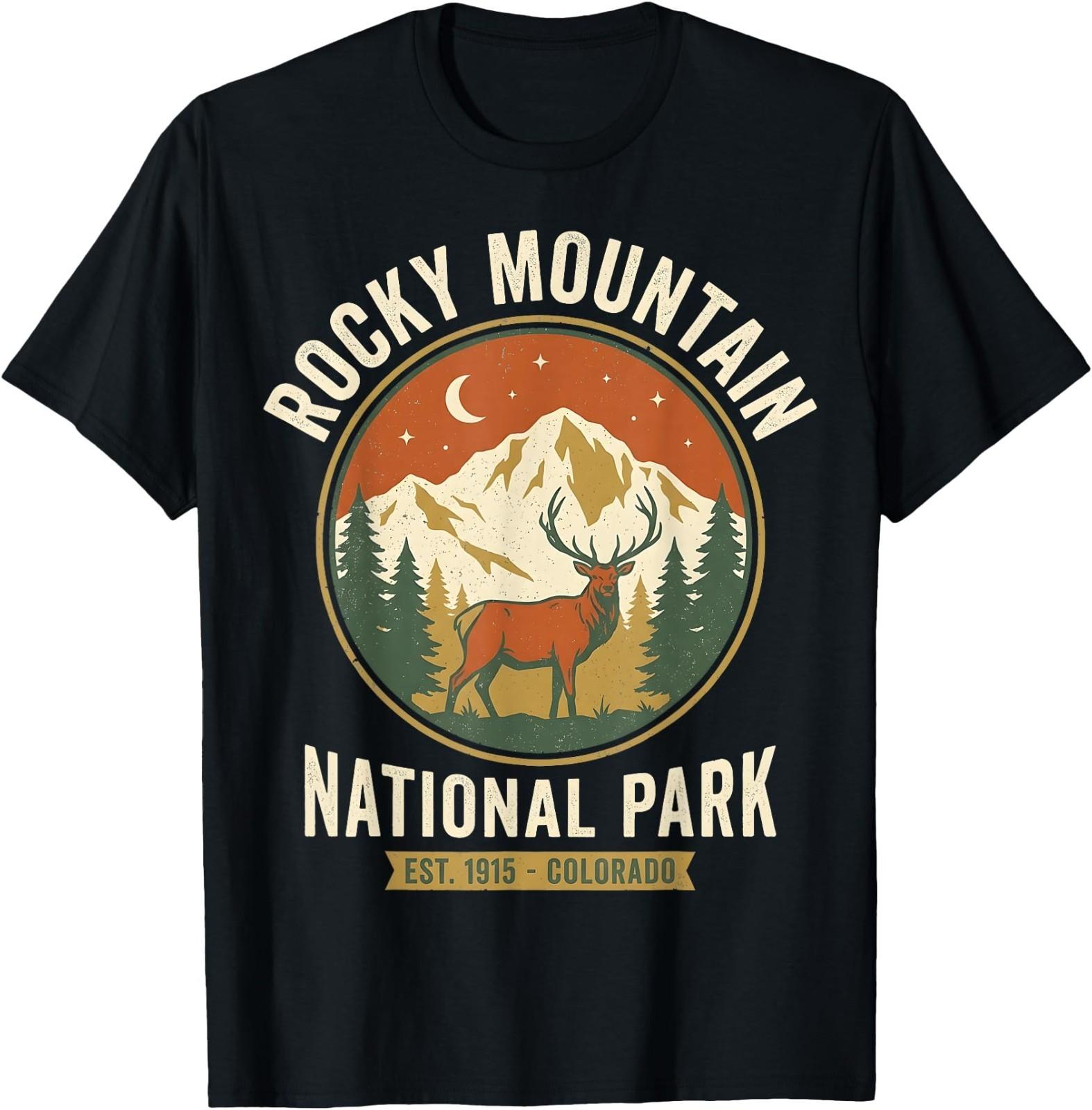 Rocky Mountain National Park Est 1915 Vintage Colorado Elk T-Shirt S