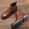 Fashion Brogue Chelsea Men Boots Classical American Style Leather Boots