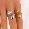 Elegant Stainless Steel Leaf Open Ring - Fashion Jewelry Gift for Friends