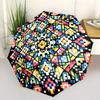 Automatic Folding Umbrella Geometric pixel art pattern. Portable collapsible design, casual outdoor accessory, for all seasons