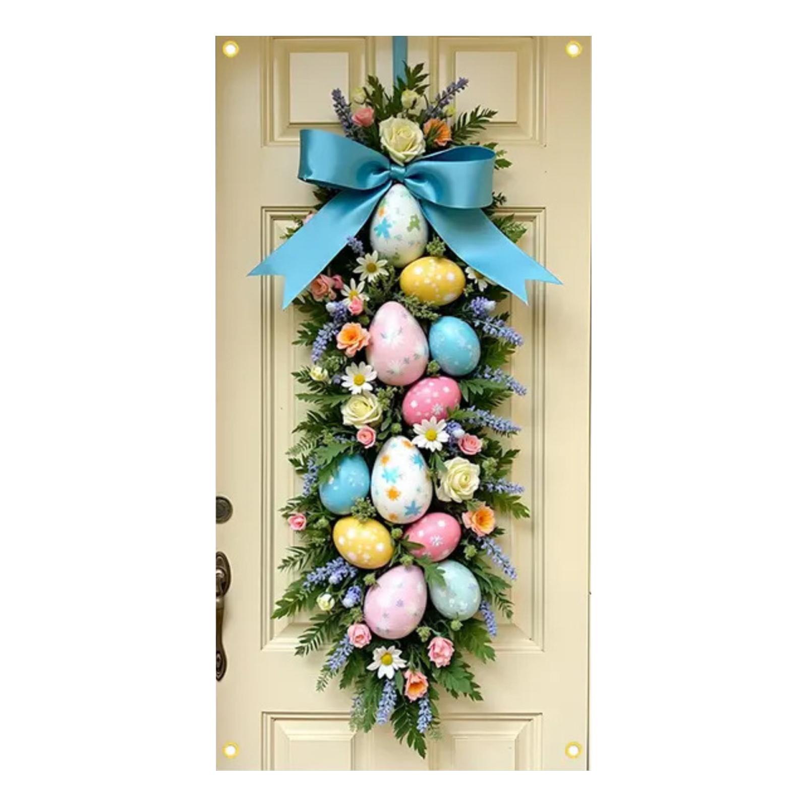 

Easter Bunny Door Banner Door Cover Background Festival Party Decoration Hanging Cloth One Size