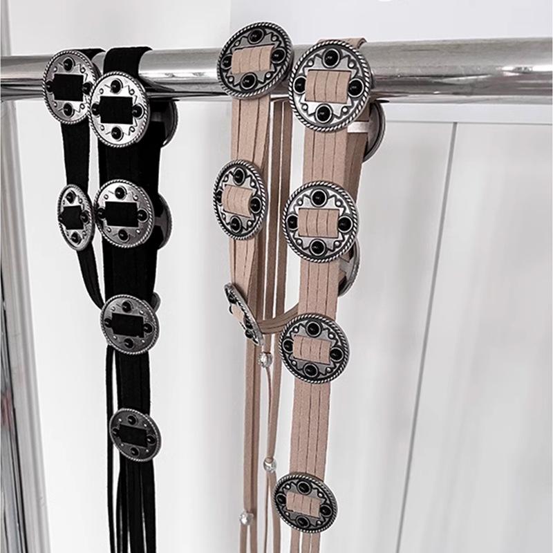 Bohemian Retro Hand-Worn Metal Suede Belt Casual Vacation Style Waist Chain Woven Women