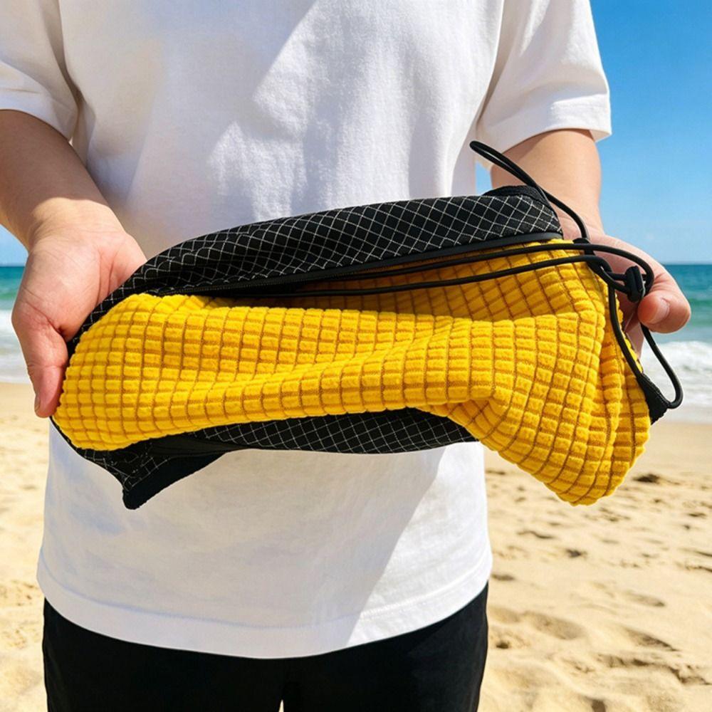 Grid Pattern Pillow Storage Bag 2-in-1 Camping Headrest Durable Travel Pouch Camping Sleep