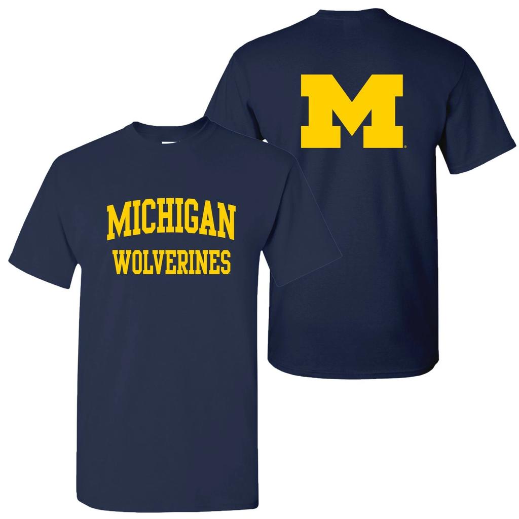 Koszulka Michigan Wolverines z nadrukiem z przodu i z tyłu - Granatowa