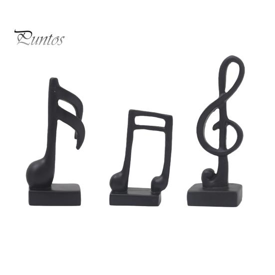 Home Office Music Decor 3Pcs Minimalist Note Resin Sculpture, Treble Clef & Eighth Quarter Desk Stable Base for Piano Room Living Room, Matte
