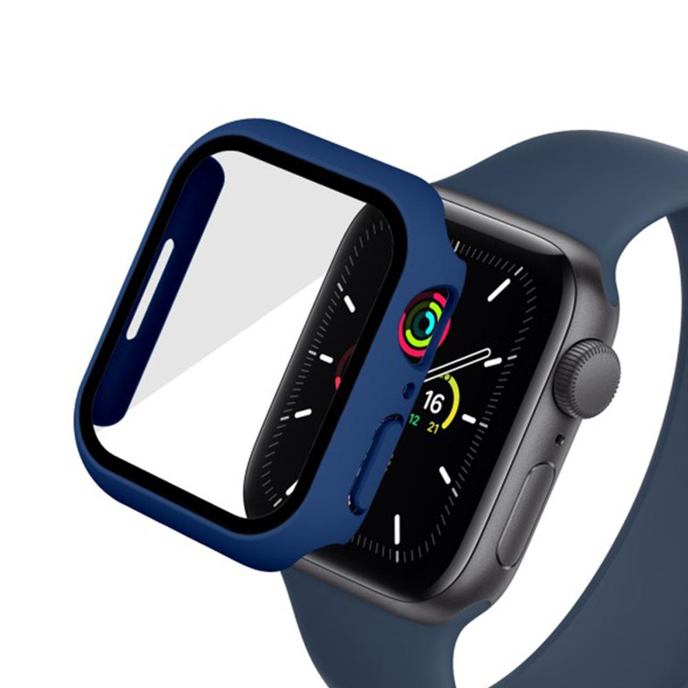 WANLONFENG For Apple Watch Series 9    8    7 45mm 2-in-1 Hard PC Frame Waterproof Case with Tempered Glass