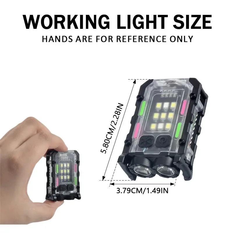 5 Adet Mini LED Anahtarlık Işığı USB Şarj Edilebilir 8 Mod Şapka Klipsli Taşınabilir El Feneri Pil Göstergeli El Feneri Mıknatıslı Yürüyüş
