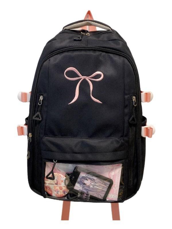 Mädchenrucksack mit gestickter Schleife und Nylon für die Schule