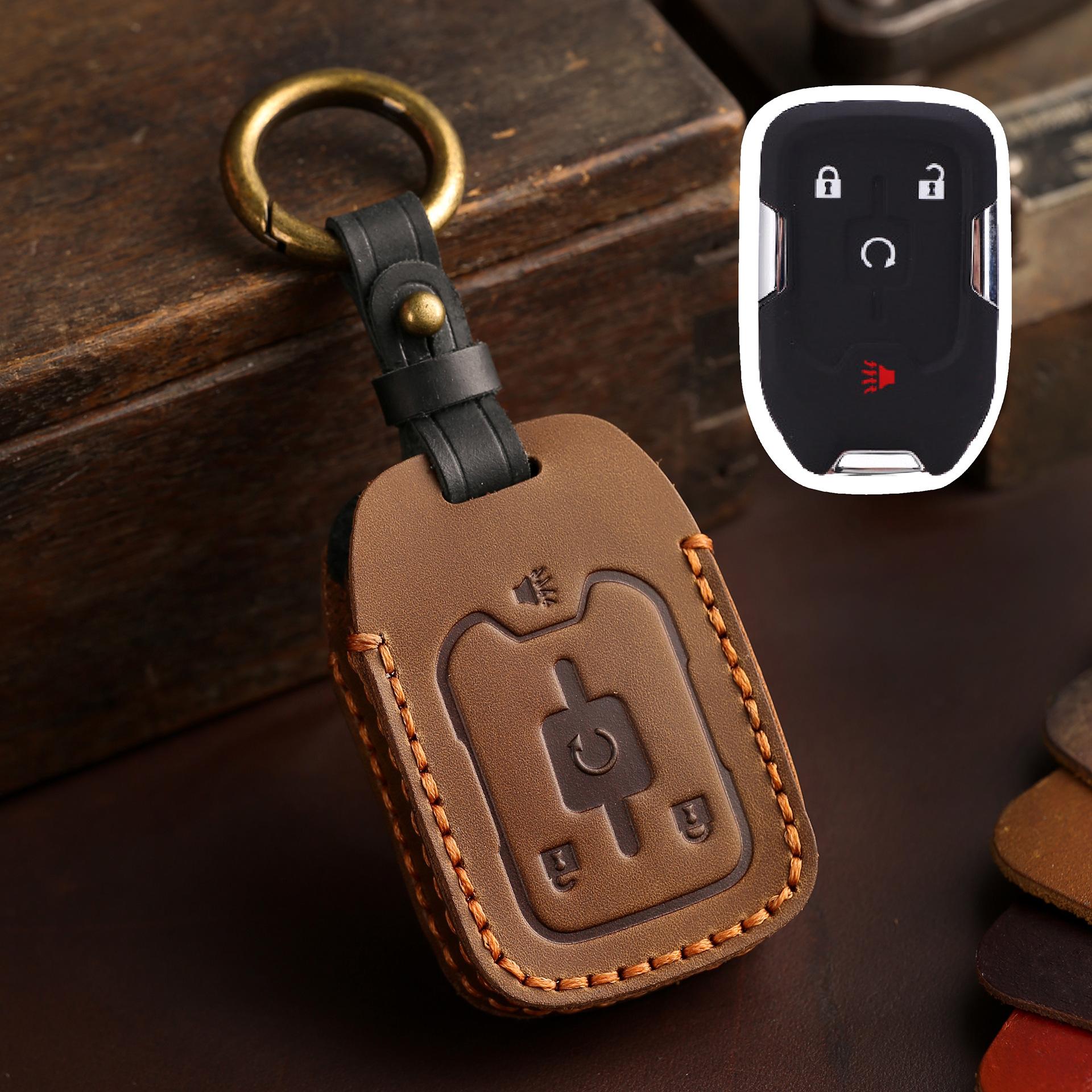 

Cross-Border Dedicated Car Key Cover Is Suitable For General Gmc Pickup Retro Leather Protective Cover Creative Keychain