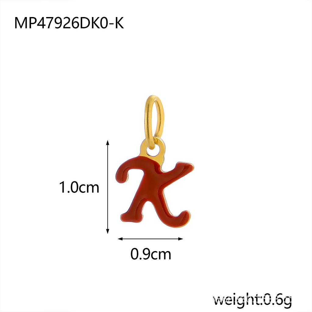 CARLIDANA Simple Gold Plated Stainless Steel Jewelry Alphabet Pendant Small Mini Colorful Oil Drop Initial Letter Necklace