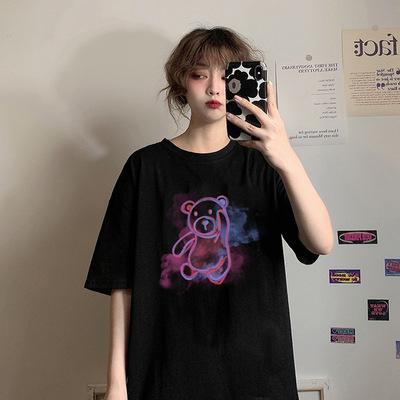 Summer New Student Tops Dark Korean Version Loose Printing Short-sleeved T-shirt Women's Ins Tide